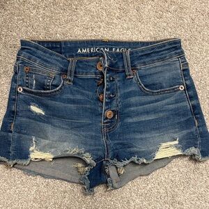 American Eagle Outfitters Women's Button-Fly Jean Shorts - Dark Blue